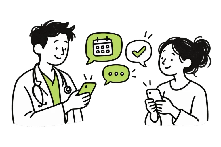 A doctor and a patient exchanging chat messages about an appointment