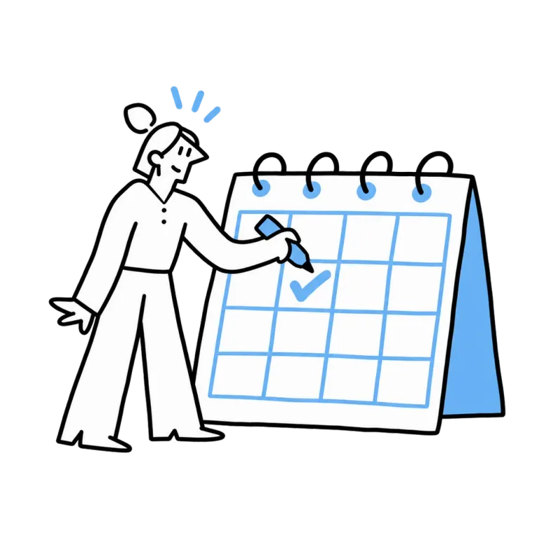 A person organising a clinic calendar