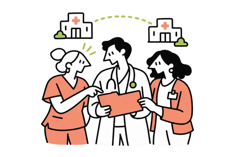 Care teams working across connected clinics